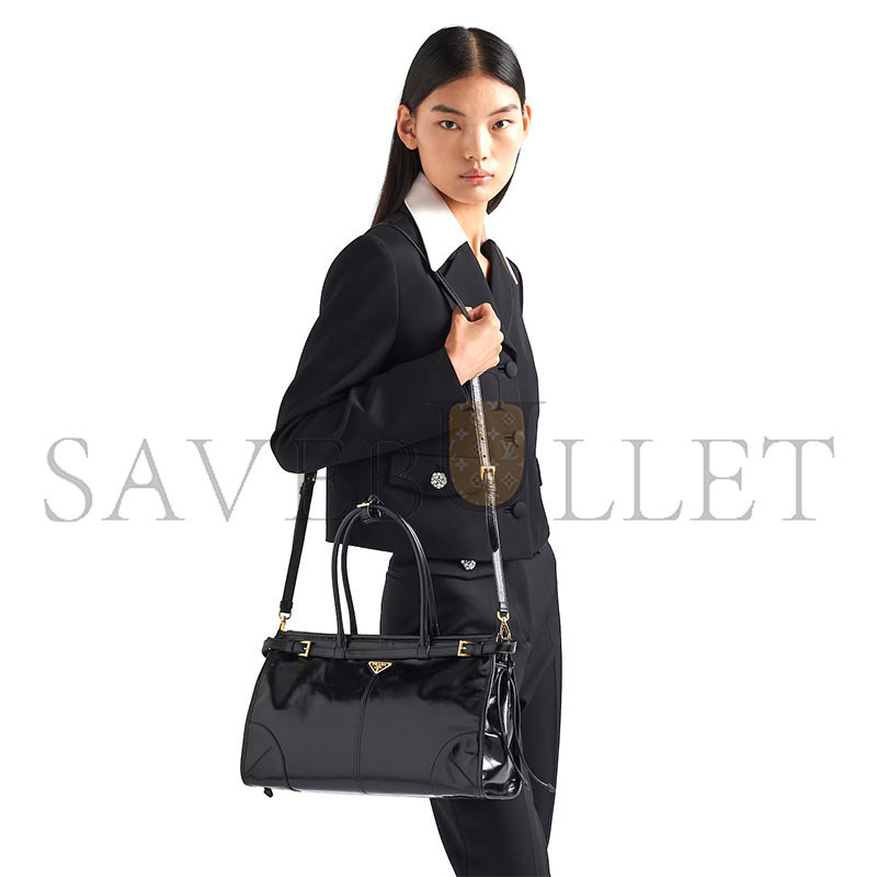 Pra*a bonnie large leather handbag 1ba433 (38*24*12cm)